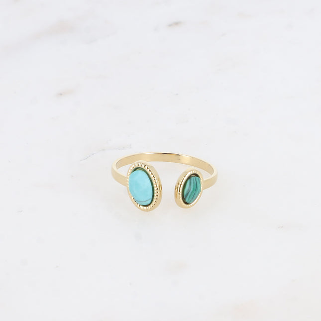 Ring - front opening, 2 natural stones