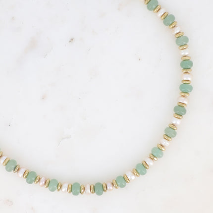Collier Laïs ras de cou - perles, pierres naturelles et perles d'eau douce