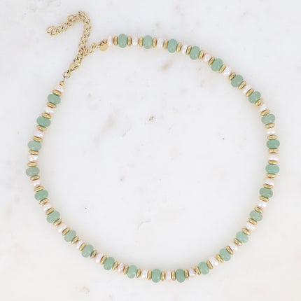 Collier Laïs ras de cou - perles, pierres naturelles et perles d'eau douce