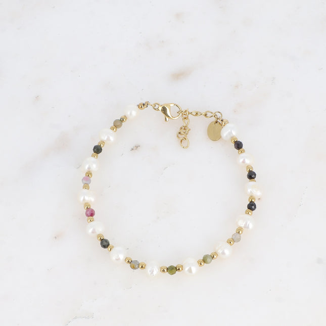 Bracelet - perles, pierres naturelles et perles d'eau douce