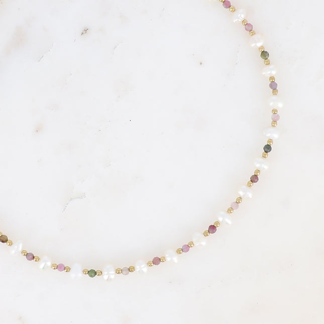 Collier - perles, pierres naturelles et perles d'eau douce