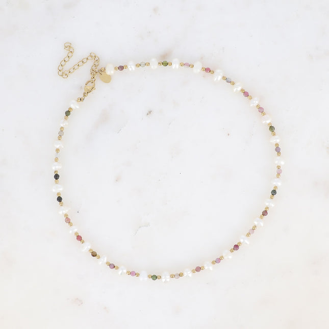 Collier - perles, pierres naturelles et perles d'eau douce