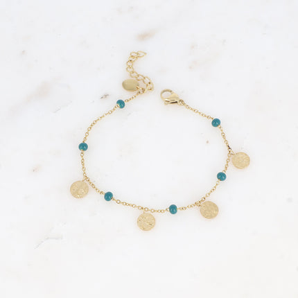 Bracelet - boules en émail et pampilles rondes martelées