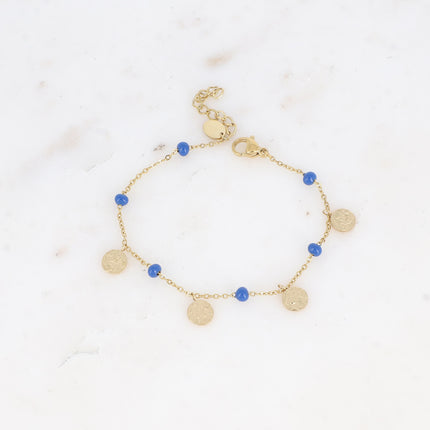 Bracelet - boules en émail et pampilles rondes martelées