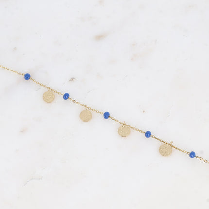 Bracelet - boules en émail et pampilles rondes martelées
