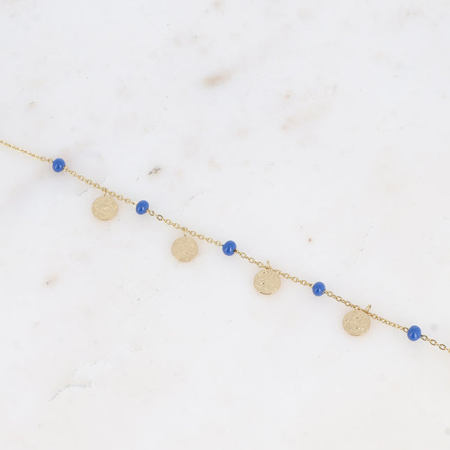 Bracelet - boules en émail et pampilles rondes martelées