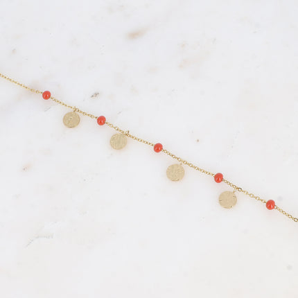 Bracelet - boules en émail et pampilles rondes martelées