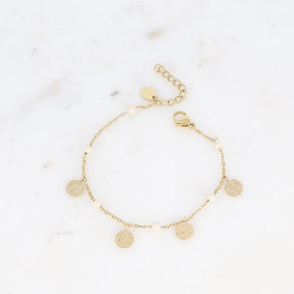 Bracelet - boules en émail et pampilles rondes martelées