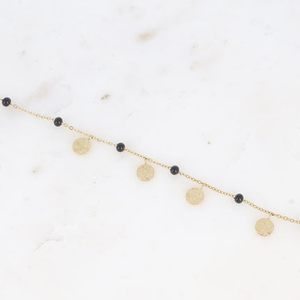 Bracelet - boules en émail et pampilles rondes martelées