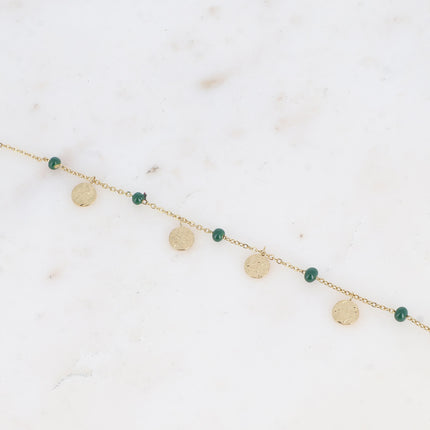 Bracelet - boules en émail et pampilles rondes martelées