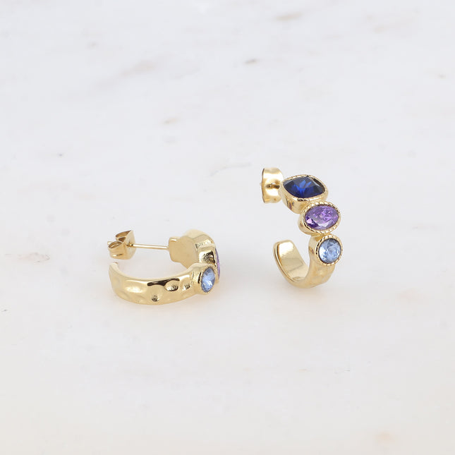 Hoop earrings - 3 cut crystals