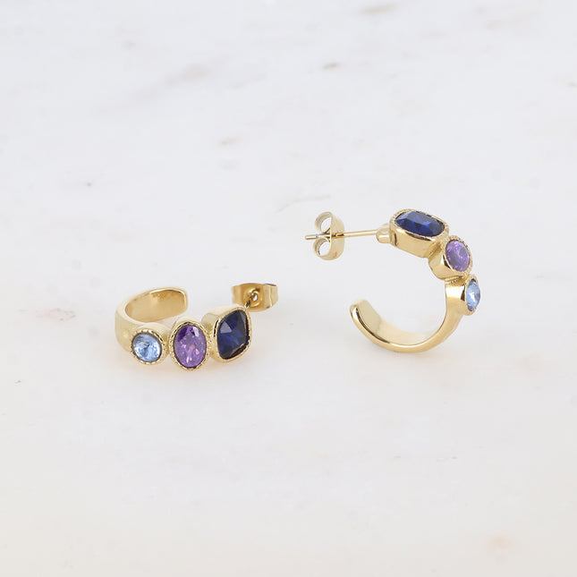 Hoop earrings - 3 cut crystals