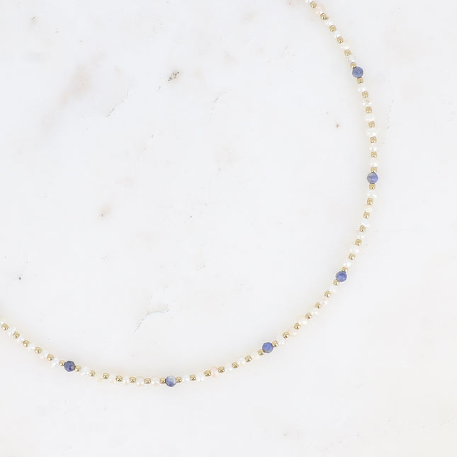Collier Adella - perles d'eau douce et pierres naturelles