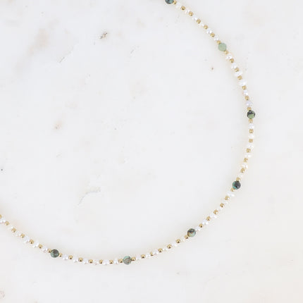 Collier Adella - perles d'eau douce et pierres naturelles