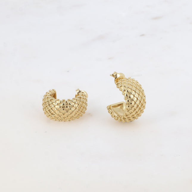 Hoop earrings - checkered mesh effect