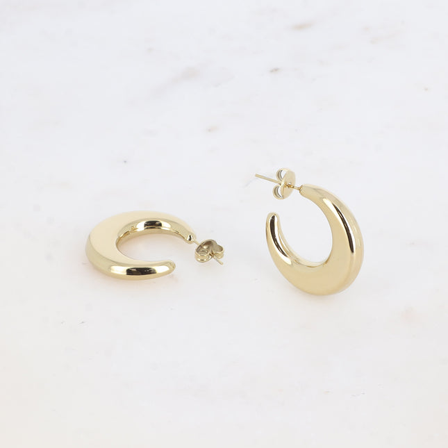 Creole earrings - flat crescent moon shape 25mm