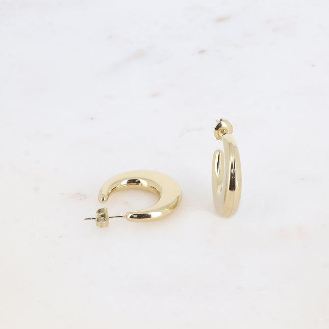 Creole earrings - flat crescent moon shape 25mm