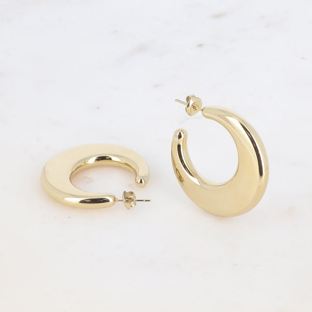 Creole earrings - flat crescent moon shape 35mm