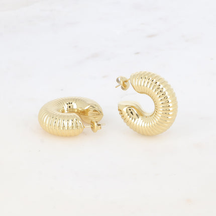 Creole hoop earrings - thick ridged 30mm
