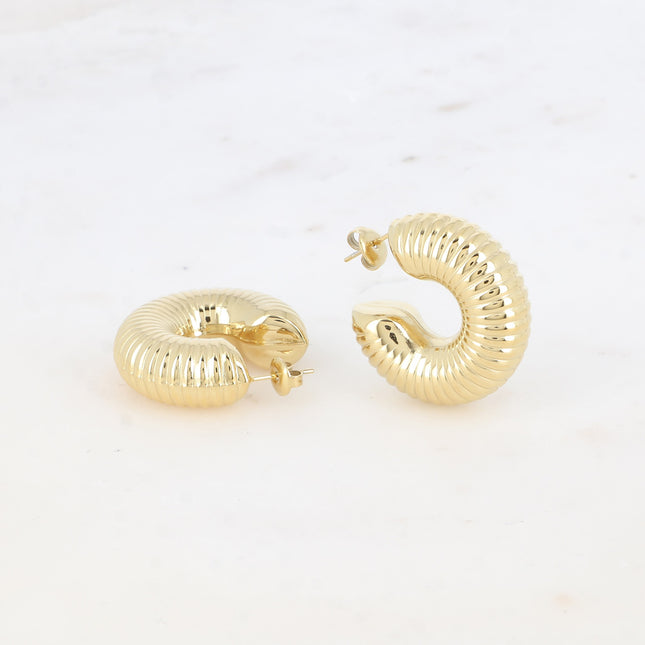 Creole hoop earrings - thick ridged 30mm