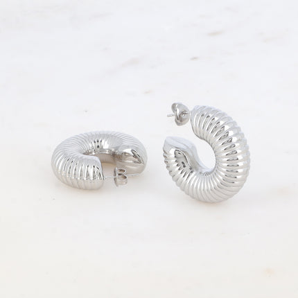 Creole hoop earrings - thick ridged 30mm