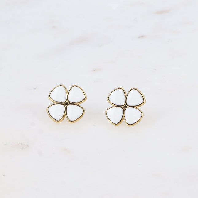 Boucles puces - trèfles à 4 feuilles émaillées