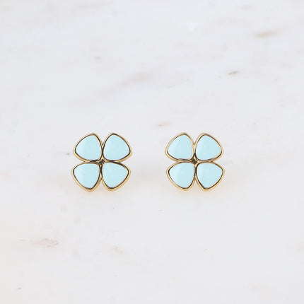 Boucles puces - trèfles à 4 feuilles émaillées