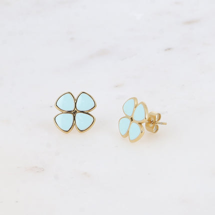 Boucles puces - trèfles à 4 feuilles émaillées