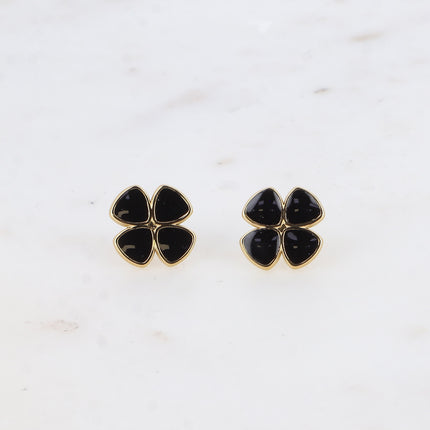 Boucles puces - trèfles à 4 feuilles émaillées