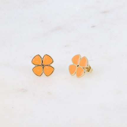 Boucles puces - trèfles à 4 feuilles émaillées