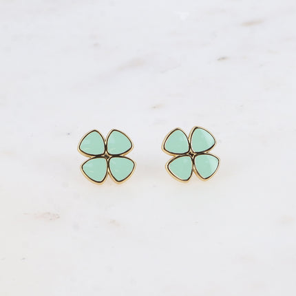 Boucles puces - trèfles à 4 feuilles émaillées