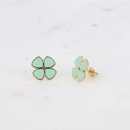 Boucles puces - trèfles à 4 feuilles émaillées