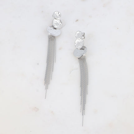 Boucles pendantes Taliana - ronds martelés et mailles serpent fines pendantes