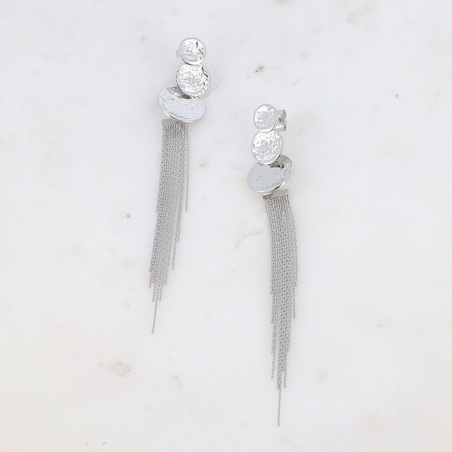 Boucles pendantes Taliana - ronds martelés et mailles serpent fines pendantes