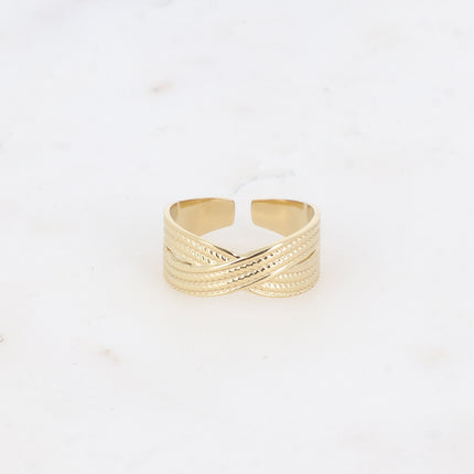 Bague - entrelacement en X, anneau texturé