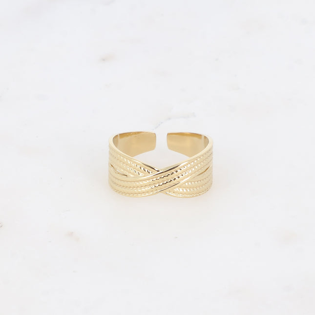 Bague - entrelacement en X, anneau texturé