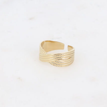 Bague - entrelacement en X, anneau texturé