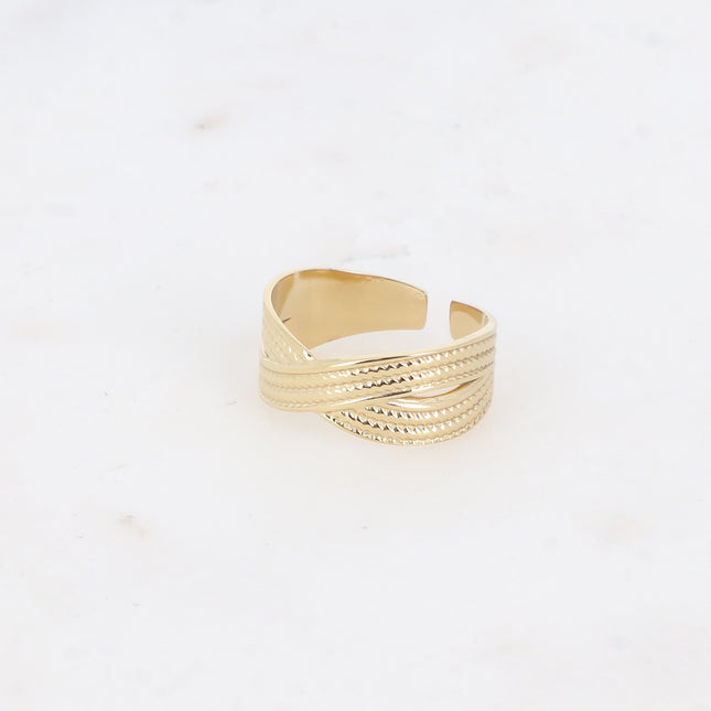 Bague - entrelacement en X, anneau texturé