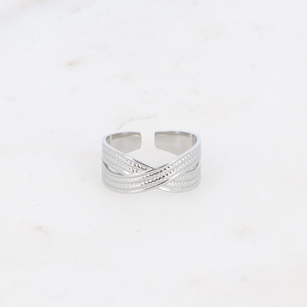 Bague - entrelacement en X, anneau texturé