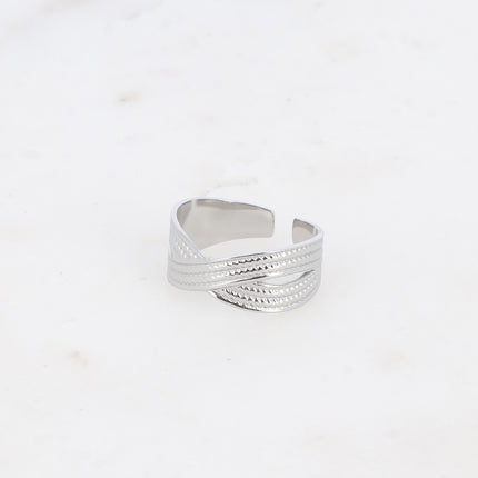 Bague - entrelacement en X, anneau texturé