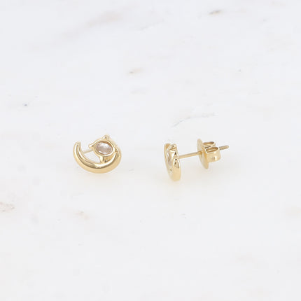 Boucles puces - lune avec oxyde de zirconium ovale