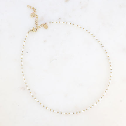 Collier Alana - ras de cou, perles d'eau douce et pierres naturelles