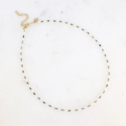 Collier Alana - ras de cou, perles d'eau douce et pierres naturelles