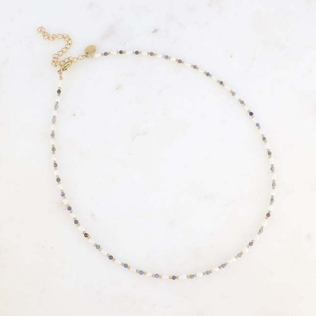 Collier Alana - ras de cou, perles d'eau douce et pierres naturelles