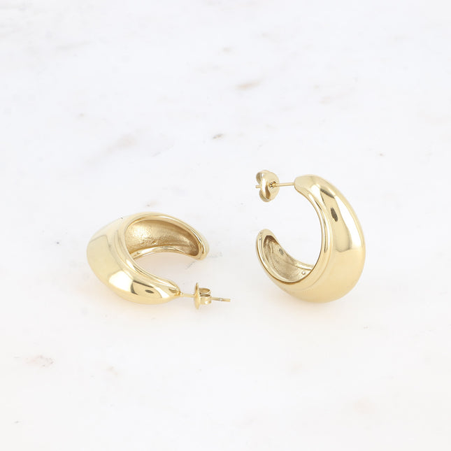 Hoop earrings - domed ring 32mm