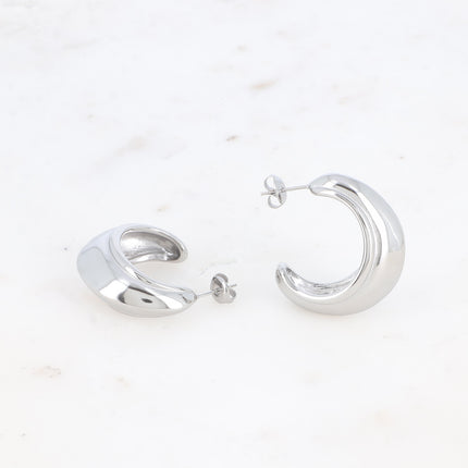 Hoop earrings - domed ring 32mm