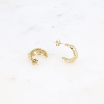 Hoop earrings - smooth and hammered facets 18mm