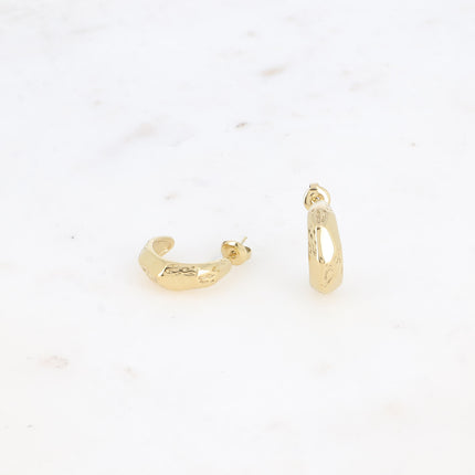 Hoop earrings - smooth and hammered facets 18mm