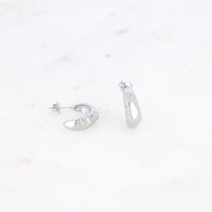 Hoop earrings - smooth and hammered facets 18mm
