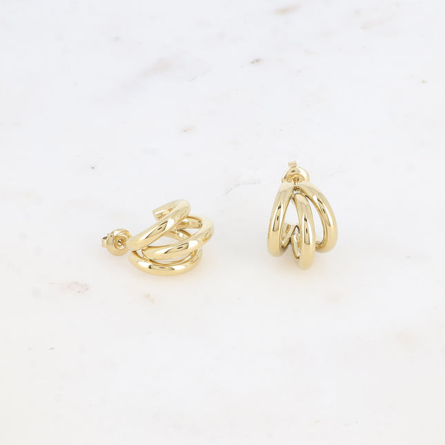 Creole earrings - smooth 3-ring effect